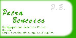 petra bencsics business card